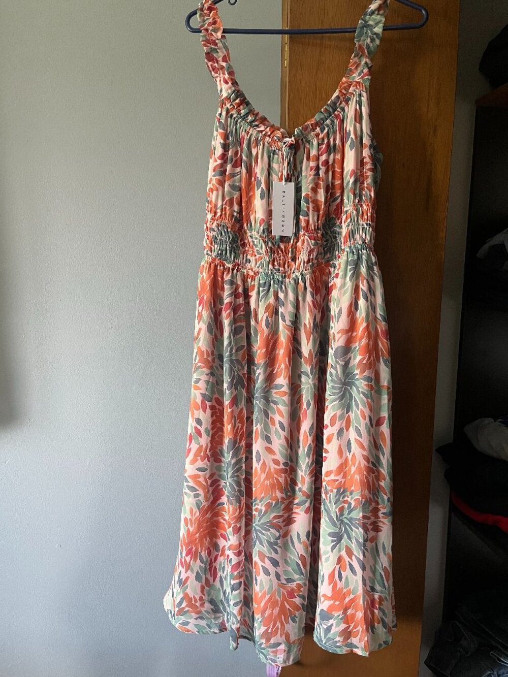 marni midi dress, blush multi colour